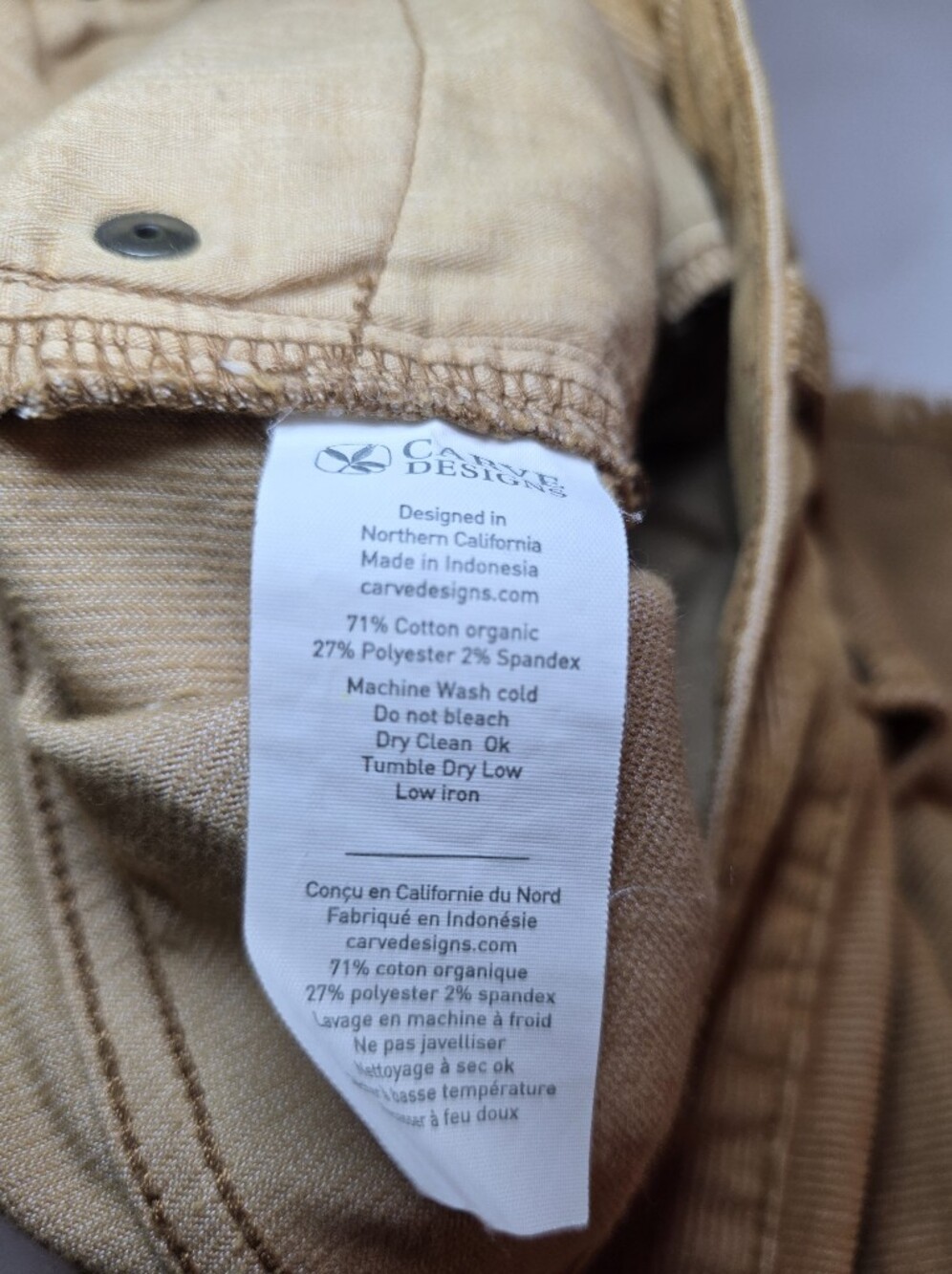 Carve Designs Corduroy Tan Shorts 4” - Picture 6 of 6